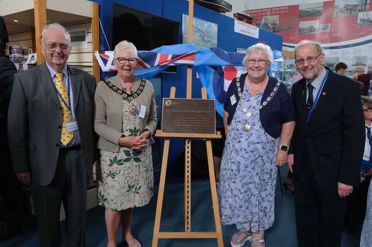 Heritage Trust Chairman Graham Clarkson (left) and Trust Patron John Evans with the Chair of Pembrokeshire County Council, Councillor Pat Davies, and Mayor of Pembroke Dock Councillor Pam George.