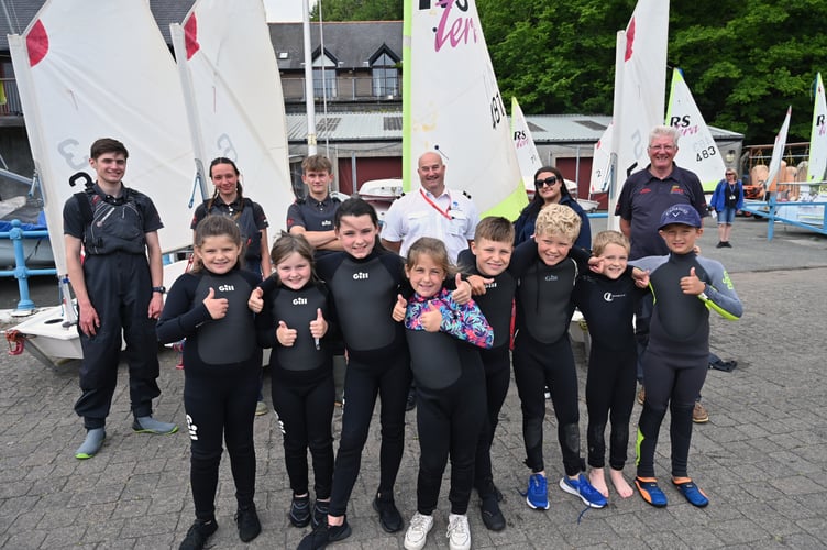 Brian Macfarlane and Hollie Phillips from the Port of Milford Haven with the team from the PPSA and pupils from Gelliswick, St Florence and Narberth schools who all received sailing certificates.