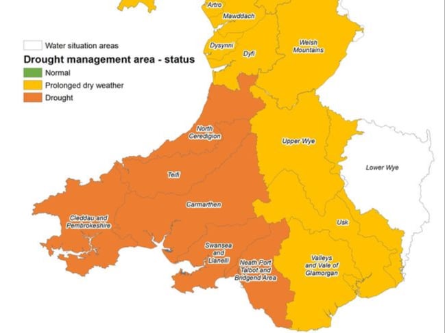 NRW Drought map of Wales