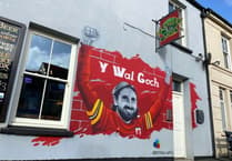 Narberth football mural the start of painting Cymru red with the Mentrau Iaith