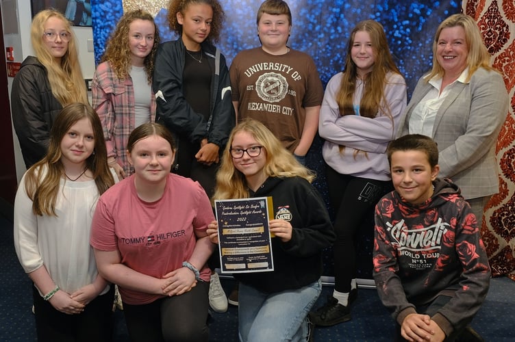 Making a Difference in the Community: Milford Haven Youth Council (Runners Up) with Melany Evans, Service Manager for Children in Care.