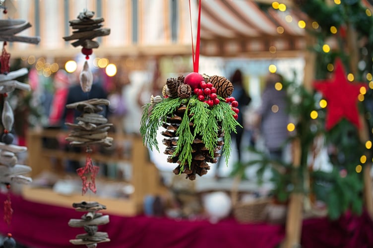 Christmas market stock image