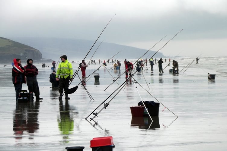 View of the beach on a busy year of the Air Ambulance Open at Amroth
