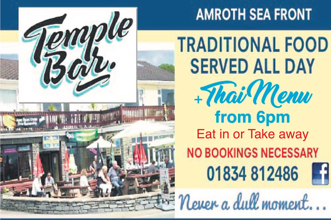 Advert for the Temple Bar at Amroth