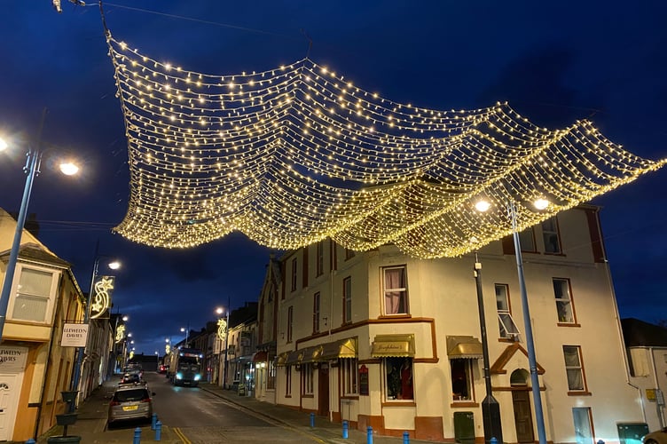 Canopy of twinkling 'snow' lights in Pembroke Dock