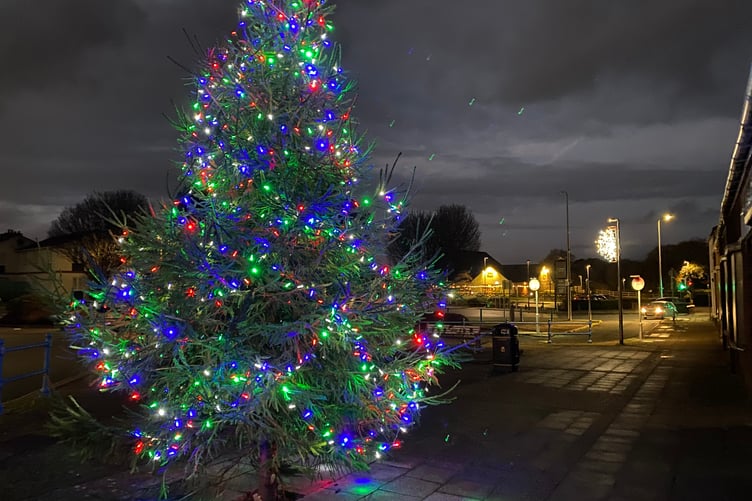 Christmas tree and lights in Pembroke Dock