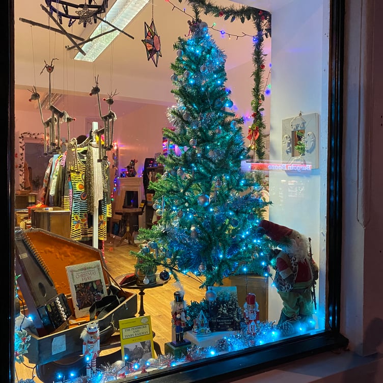 Christmas shop window in Pembroke Dock