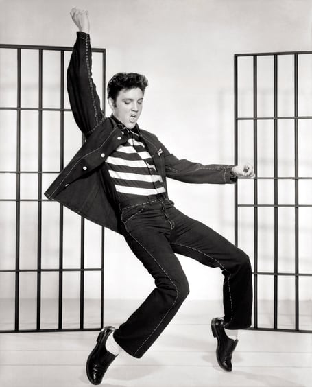 Elvis in a publicity photo for the film Jailhouse Rock in 1957