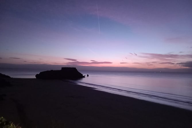 Pink sky over St Catherine's and Castle Sands