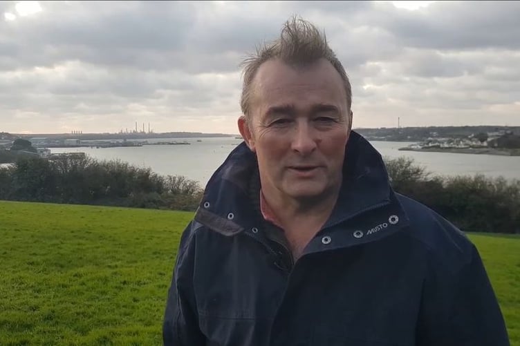 Simon Hart MP with the Port of Milford Haven in the background