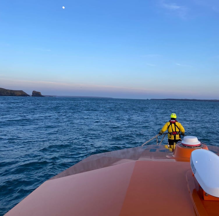 Angle Lifeboat taking part in a multi-agency search on April 3, 2023