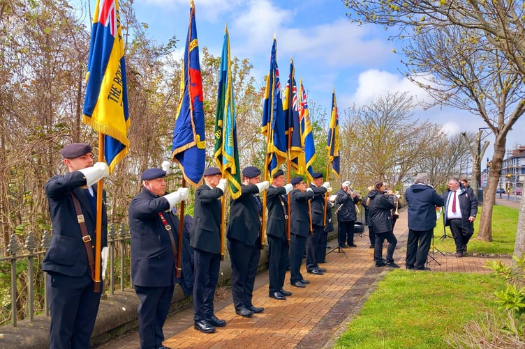 Standard bearers at the Anzac Memorial Service at Milford Haven
