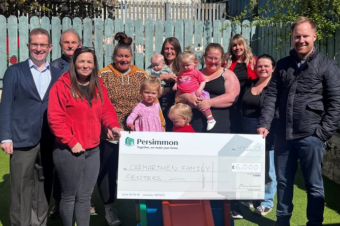 Persimmon Homes make the donation to Carmarthen Family Centres