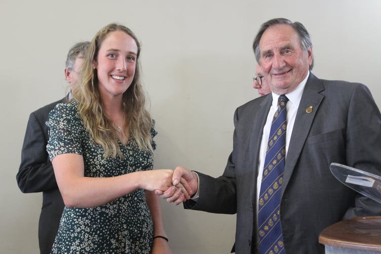Rebecca Roberts being presented the student Bursary Award in 2022.