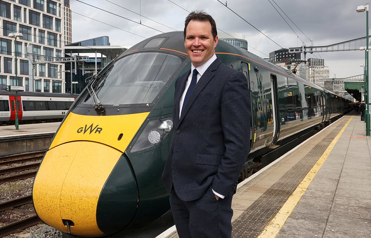 Deputy Minister for Climate Change Lee Waters. GWR are introducing more services between Carmarthen and Swansea from next week. 17 May 2023.