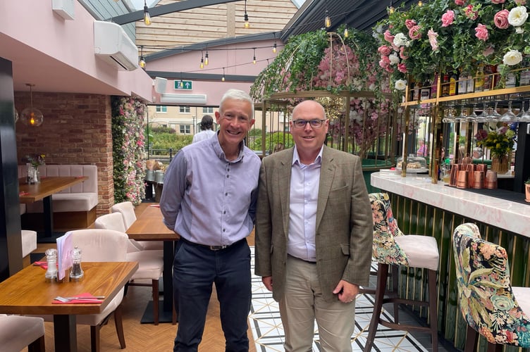 Paul Davies is pictured with Mark Edwards at Forbidden Florist.