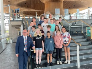 Roch School pupils visit the Senedd and speak to local MS Paul Davies
