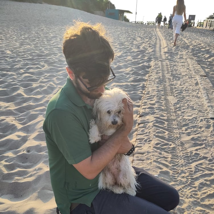 Alan and Saffy the puppy at Folly Farm Green Team South Beach Clean