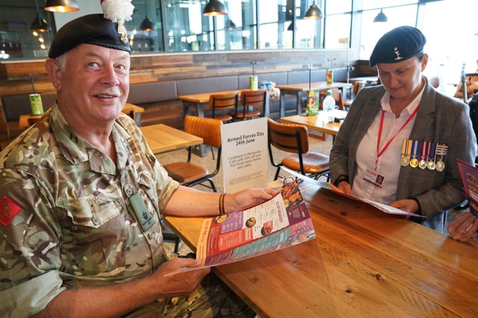 EDITORIAL USE ONLY Military personnel and veterans dressed in armed forces uniforms or with a valid form of identification, medal or badge will be entitled to receive fifty percent off hot meals, hot drinks and cakes at Morrisons cafs nationwide this Saturday, which is Armed Forces Day. Issue date: Thursday June 22, 2023. PA Photo. The half-price hot meals menu includes favourites such as a roast beef or half roast chicken dinner for £3.75, fish and chips for £3.50 or bangers and mash for just £2.50, as well as a selection of cakes. Photo credit should read: Owen Humphreys/PA Wire 