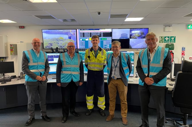 Pictured from left to right are Ben Williams, Celtic Sea Development Manager; Paul Davies MS; Ryan Bowen, Shift Operations Technician; Roland Long, RWE Pembroke Power Station Manager; Mark Picton, Liaison Manager.