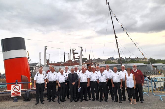 Tenby Male Choir pictured following their performance aboard the Waverley Paddle Steamer.