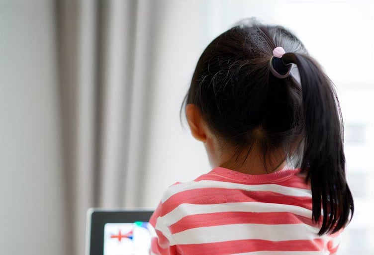 Girl looking at iPad