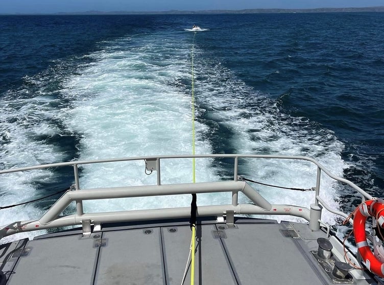 St Davids' Tamar towing the speedboat to safety Credit: RNLI St Davids