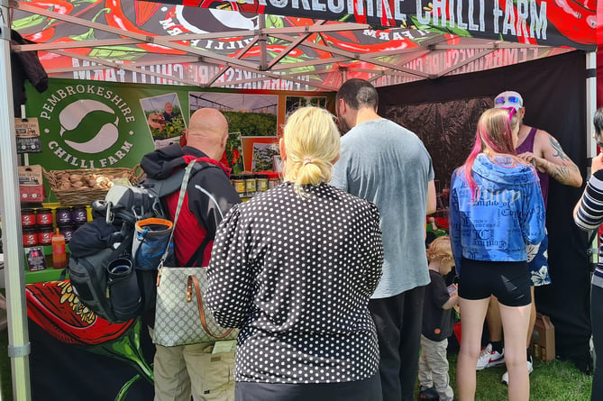 Pembrokeshire Chilli Farm stand at Lampeter Food and Drink Festival in July 2023
