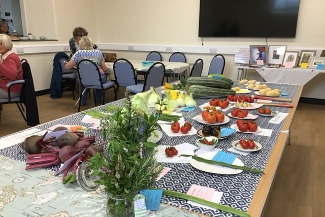 Ludchurch Horticultural Show exhibits in Longstone Hall