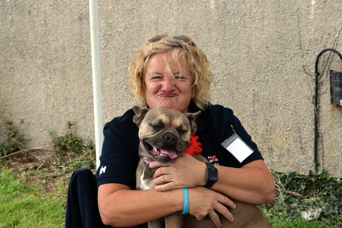 Pembroke Guild Secretary, Anna Willington with Daisy, winner of dog most like its owner!