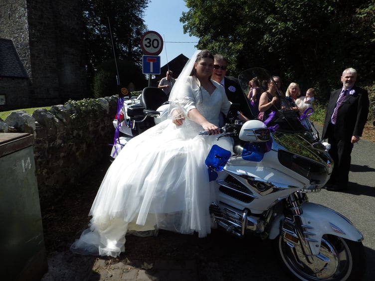 The Bride on her dad's Goldwing