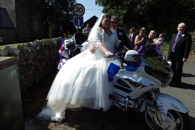 The Bride on her dad's Goldwing