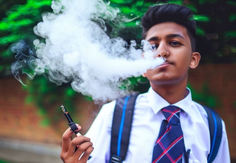 Schoolboy vaping