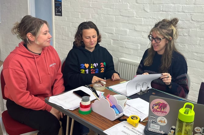 From left to right: Assistant Stage Managers Bethan Elsbury and Rebecca Evans with Stage Manager Tyla Thomas.