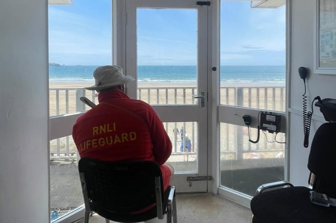 Lifeguard overlooking beach