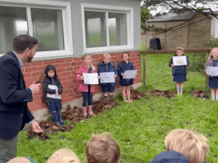 Hedgehog Hotels officially opened at Haverfordwest school