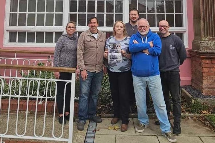 L-R front row_ Sam Dinsdale-Brown, Barry John MBE, Wendy Scott - Woody's Lodge fundraising managager, David Trotman. Back row - Turner House staff