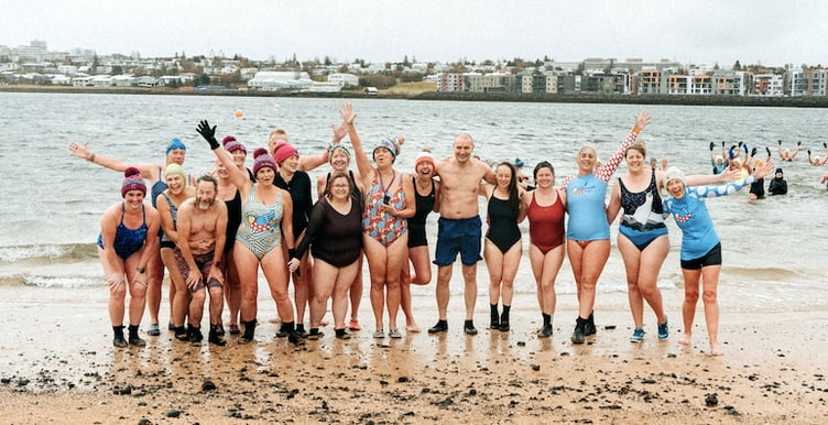 Bluetits meet the Icelandic president at Naultholsvik Geothermal Beach, Reykjavik