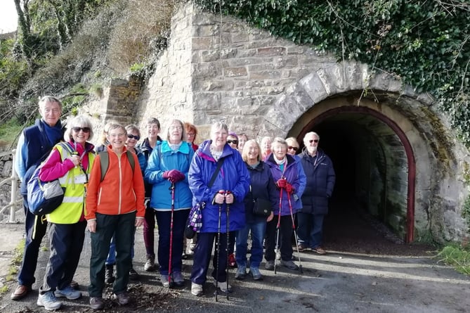 The Steadies at the entrance to one of the historic dramway tunnels at Saundersfoot.
