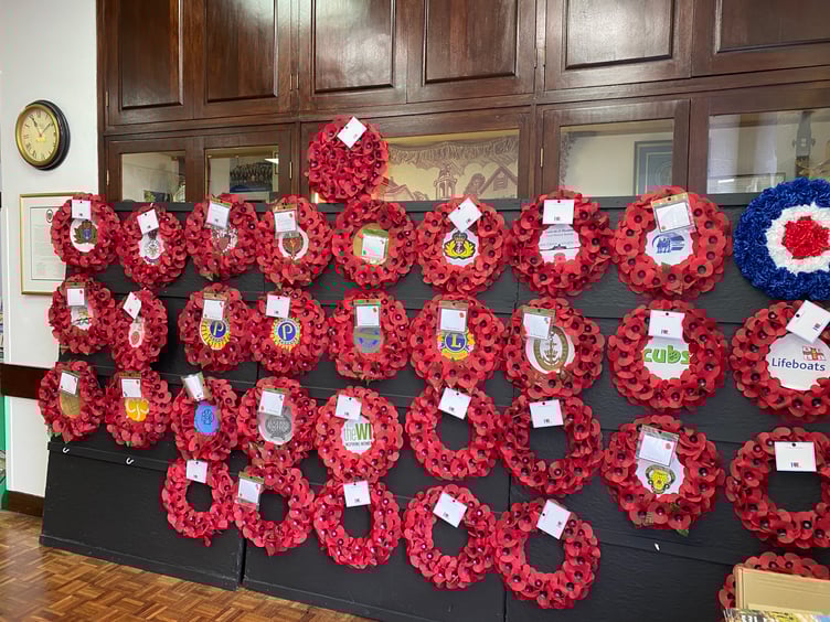 Poppy wreaths at Pembroke Town Hall