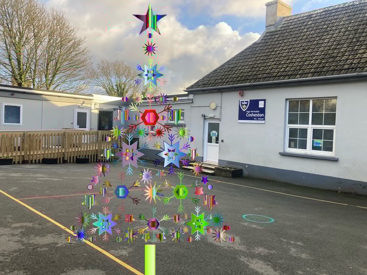 Cosheston VC School with Christmas tree artwork