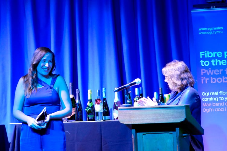 Blue Light Award joint winner Jessica Ryder with Caroline Wheeler of Bevan Buckland at the Tenby Observer Kindness in the Community Awards 2023