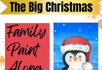 Paint Percy the Penguin with Rachel in Tenby at Big Christmas Family Paint Along