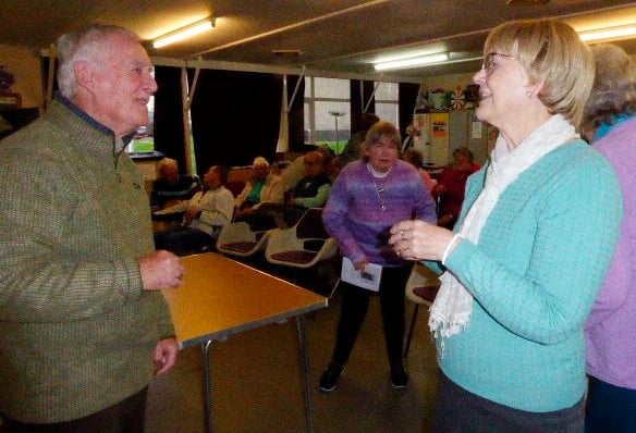 RAF Winchman Rob Griffiths talks to a member of Tenby Friendship Club