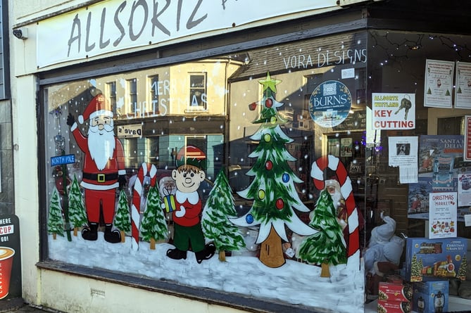 Allsortz of Whitland were very pleased with their Christmas window, decorated by Vora Designs.