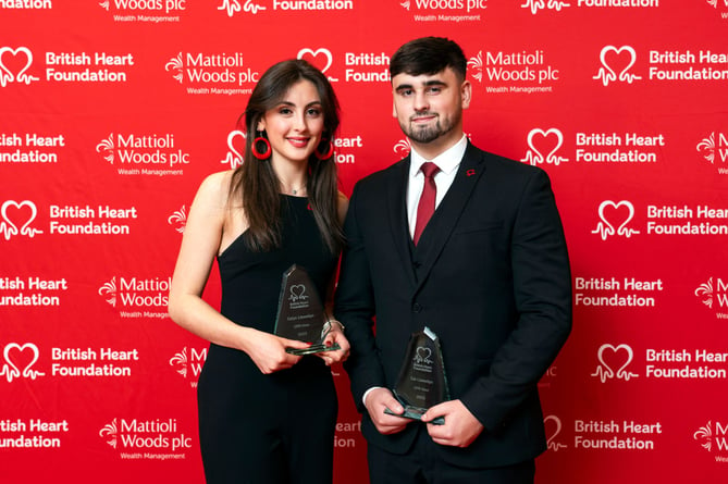Award winners Celyn and Cai at the Heart Hero Awards, hosted by Vernon Kay at Glaziers Hall to support The British Heart Foundation on December 6.