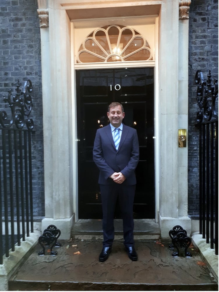 Michael Butcher outside No. 10 Downing Street