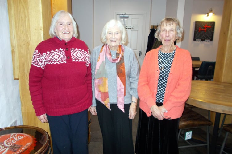 Pictured at the Annual Dinner are Hundleton WI members Carolyn Monk, Pat Preece and Jan Whitehead.