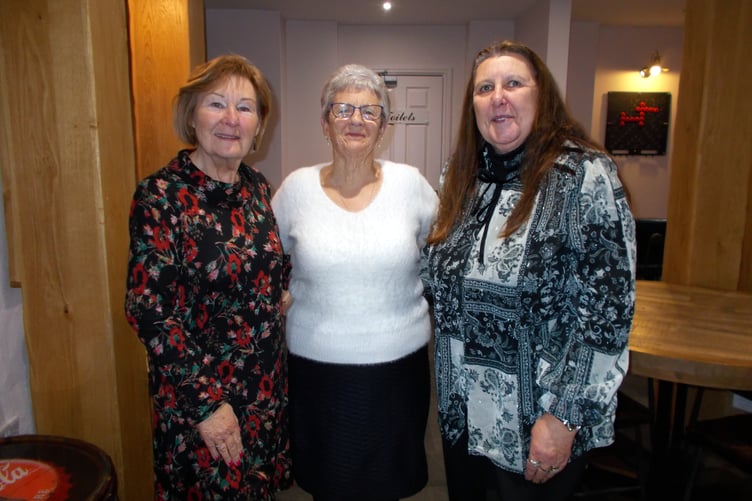 Linda Jones, Margaret Davies and Sheila Evans at the Hundleton WI Annual Dinner