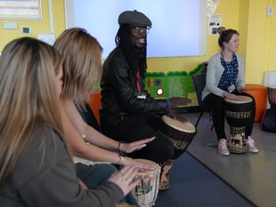 Childcare students learn art of drumming